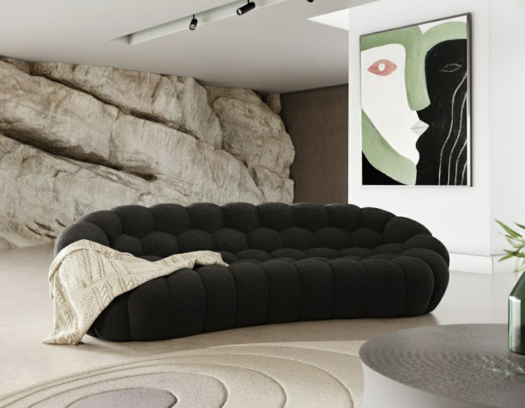 Yolonda - Modern Curved Black Fabric Sofa - image 5