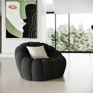 Yolonda - Modern Curved Black Fabric Chair - image 5