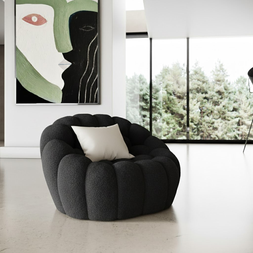 Yolonda - Modern Curved Black Fabric Chair - image 5