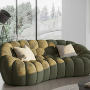 Yolonda - Modern Curved Green Fabric Loveseat