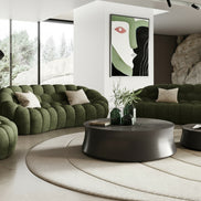 Yolonda - Modern Curved Green Fabric Loveseat - image 2
