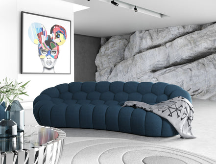Yolonda - Modern Curved Dark Teal Fabric Sofa Set - image 5