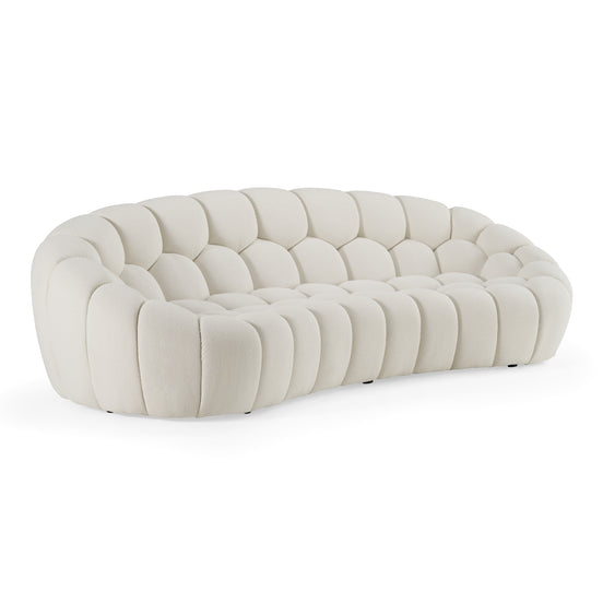 Yolonda - Modern Curved Off-White Fabric Sofa - image 2