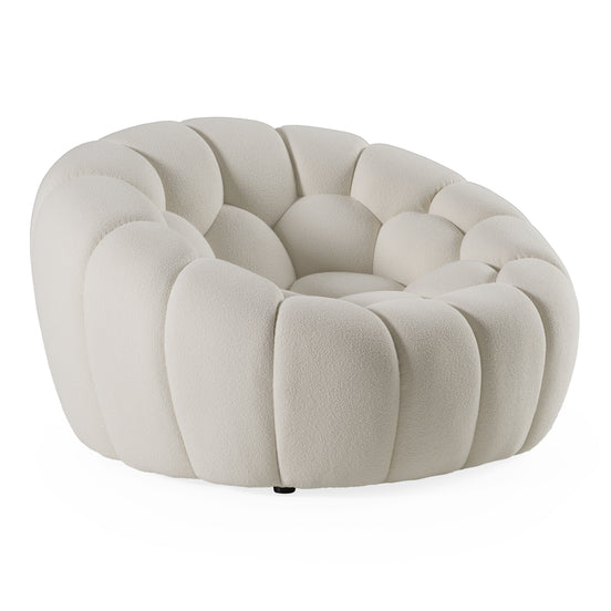 Yolonda - Modern Curved Off-White Fabric Chair - image 2