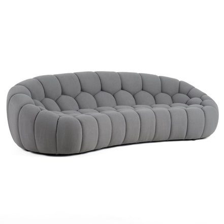 Yolonda - Modern Curved Light Grey Fabric Sofa
