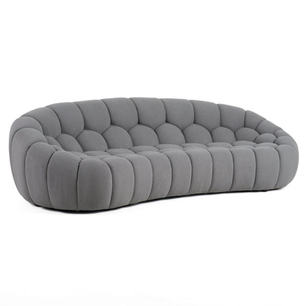 Yolonda - Modern Curved Light Grey Fabric Sofa Set