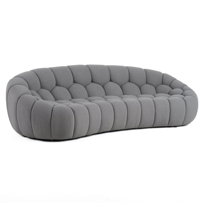 Yolonda - Modern Curved Light Grey Fabric Sofa Set