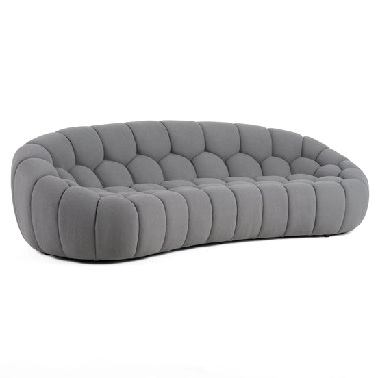 Yolonda - Modern Curved Light Grey Fabric Sofa Set