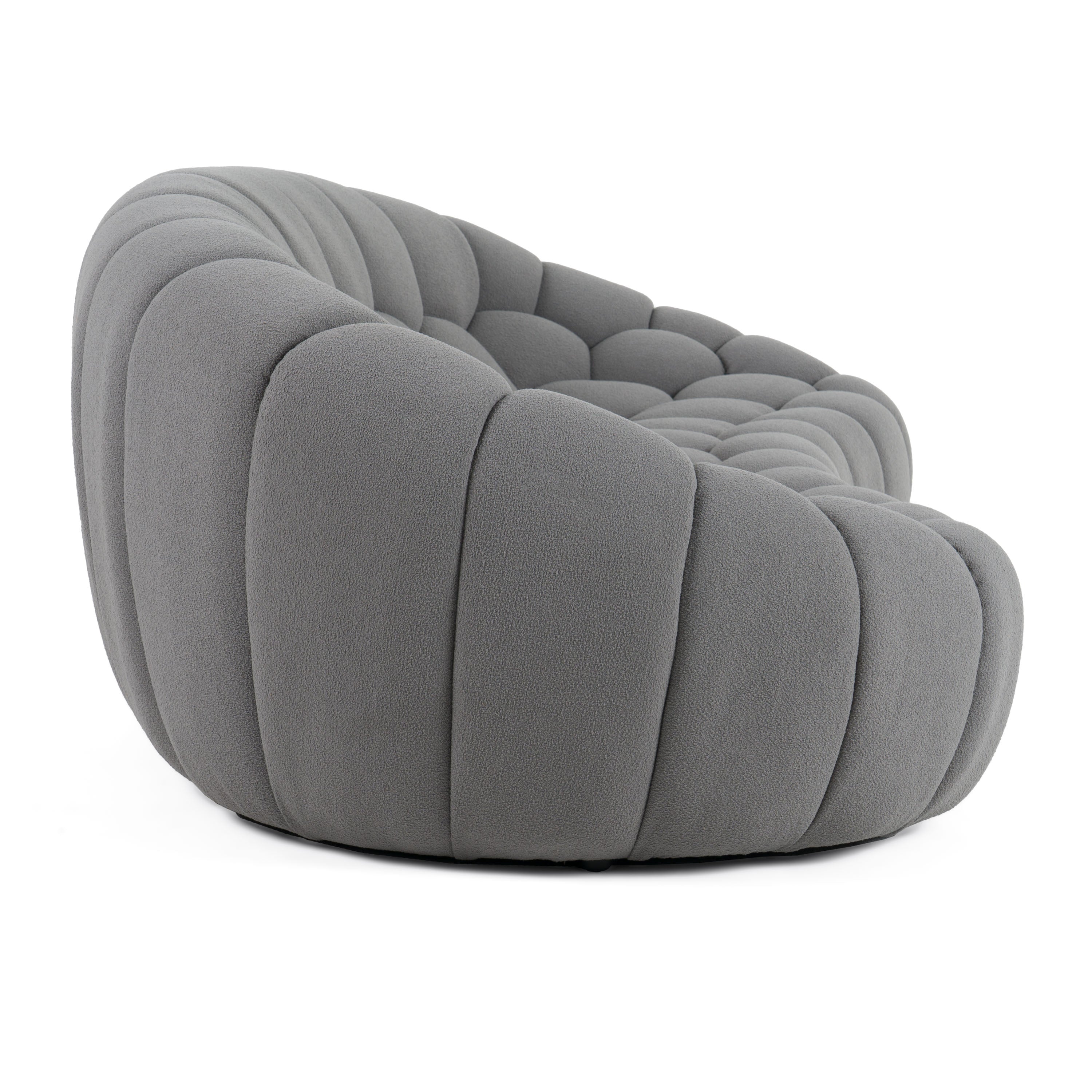 Yolonda - Modern Curved Light Grey Fabric Sofa - image 3