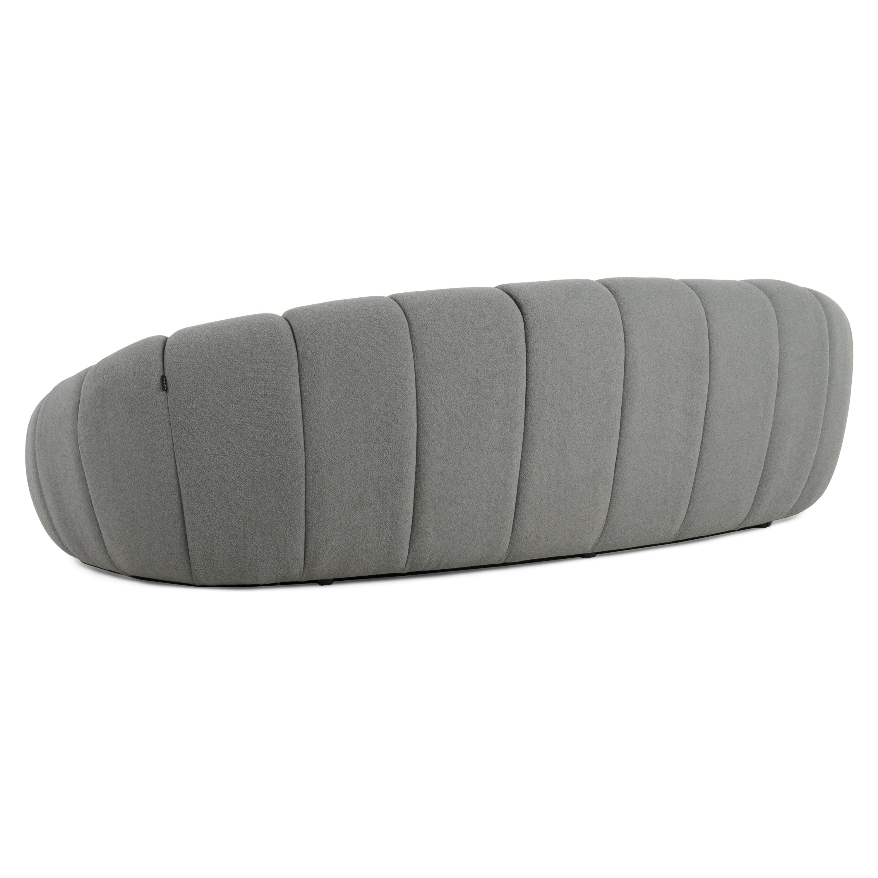 Yolonda - Modern Curved Light Grey Fabric Sofa - image 5