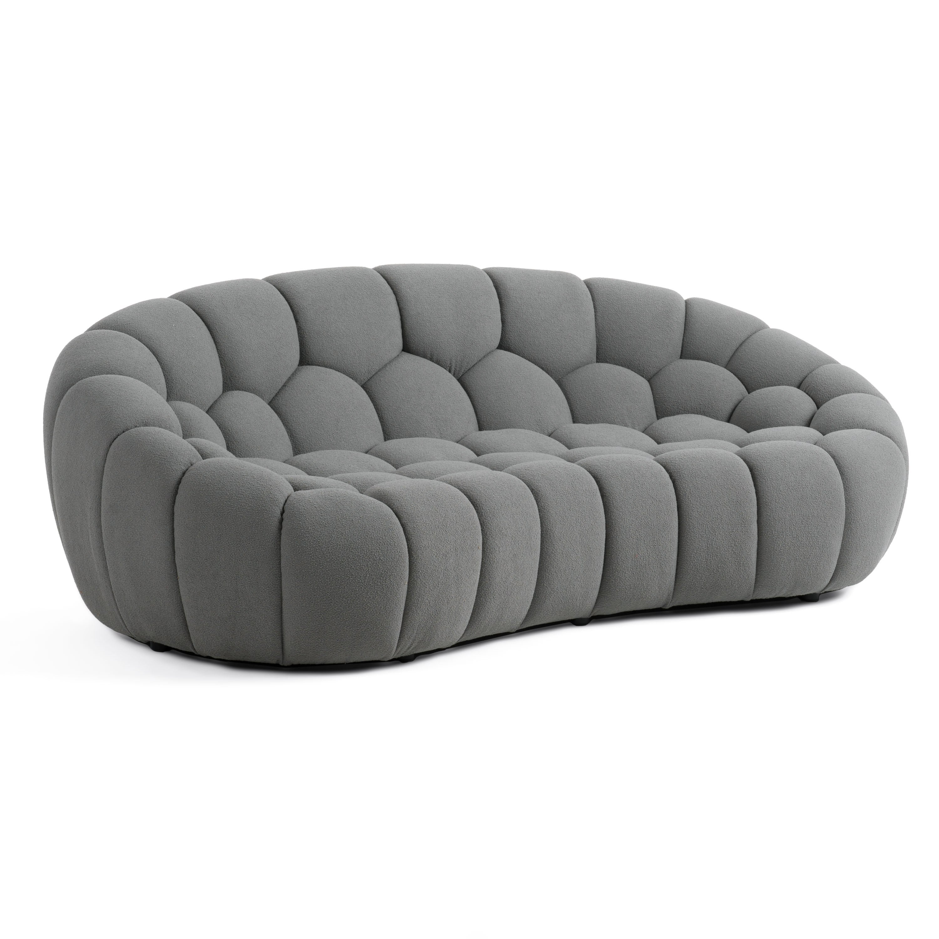 Yolonda - Modern Curved Light Grey Fabric Sofa Set - image 2