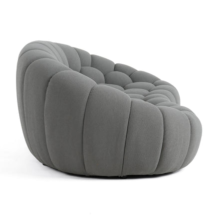 Yolonda - Modern Curved Light Grey Fabric Loveseat - image 2