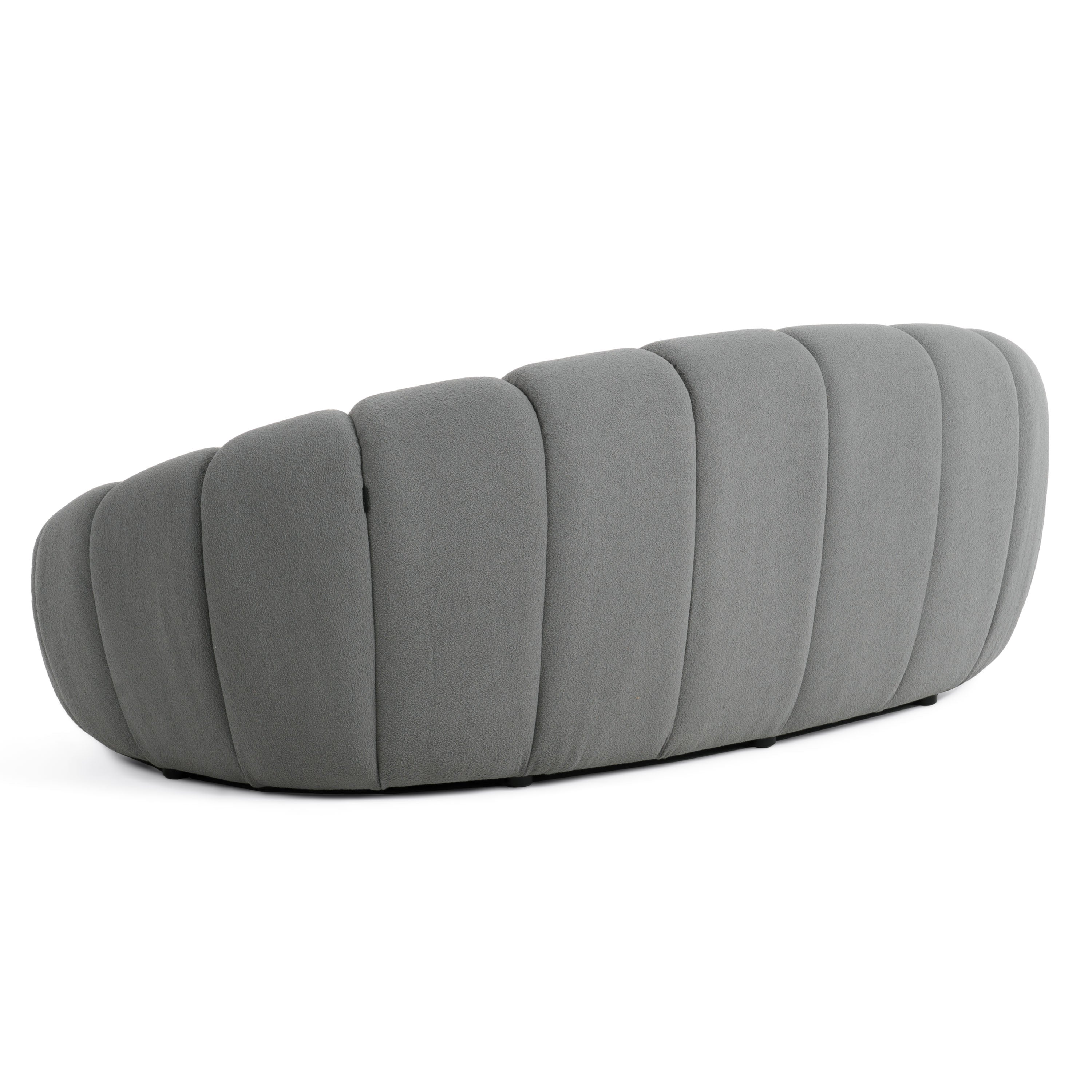 Yolonda - Modern Curved Light Grey Fabric Loveseat - image 4
