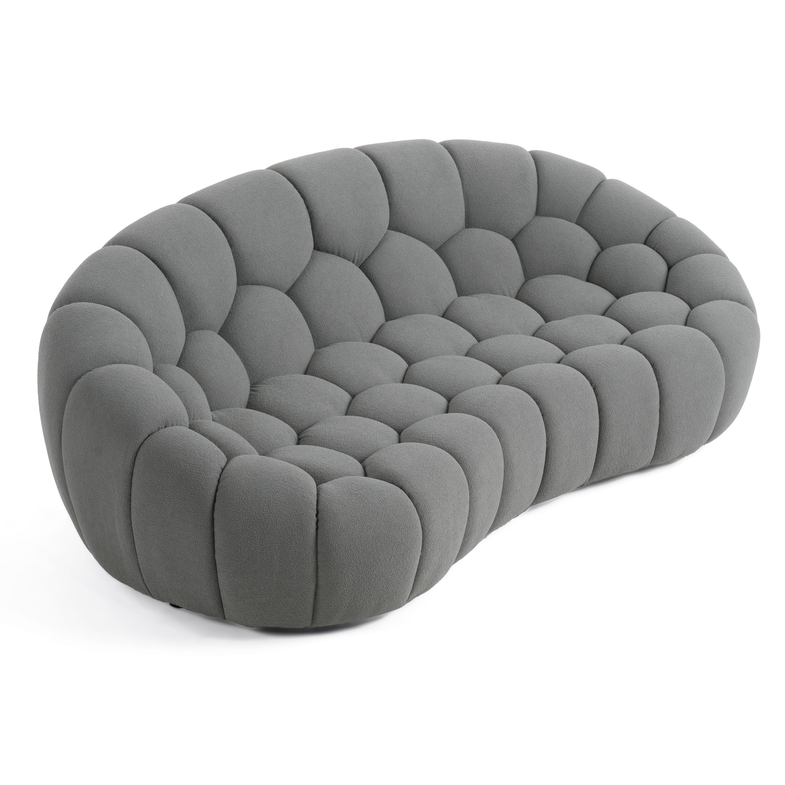 Yolonda - Modern Curved Light Grey Fabric Loveseat - image 5