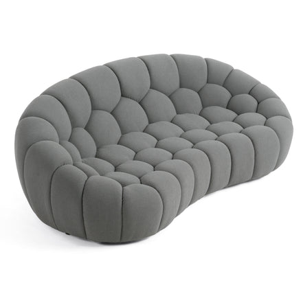 Yolonda - Modern Curved Light Grey Fabric Loveseat - image 5