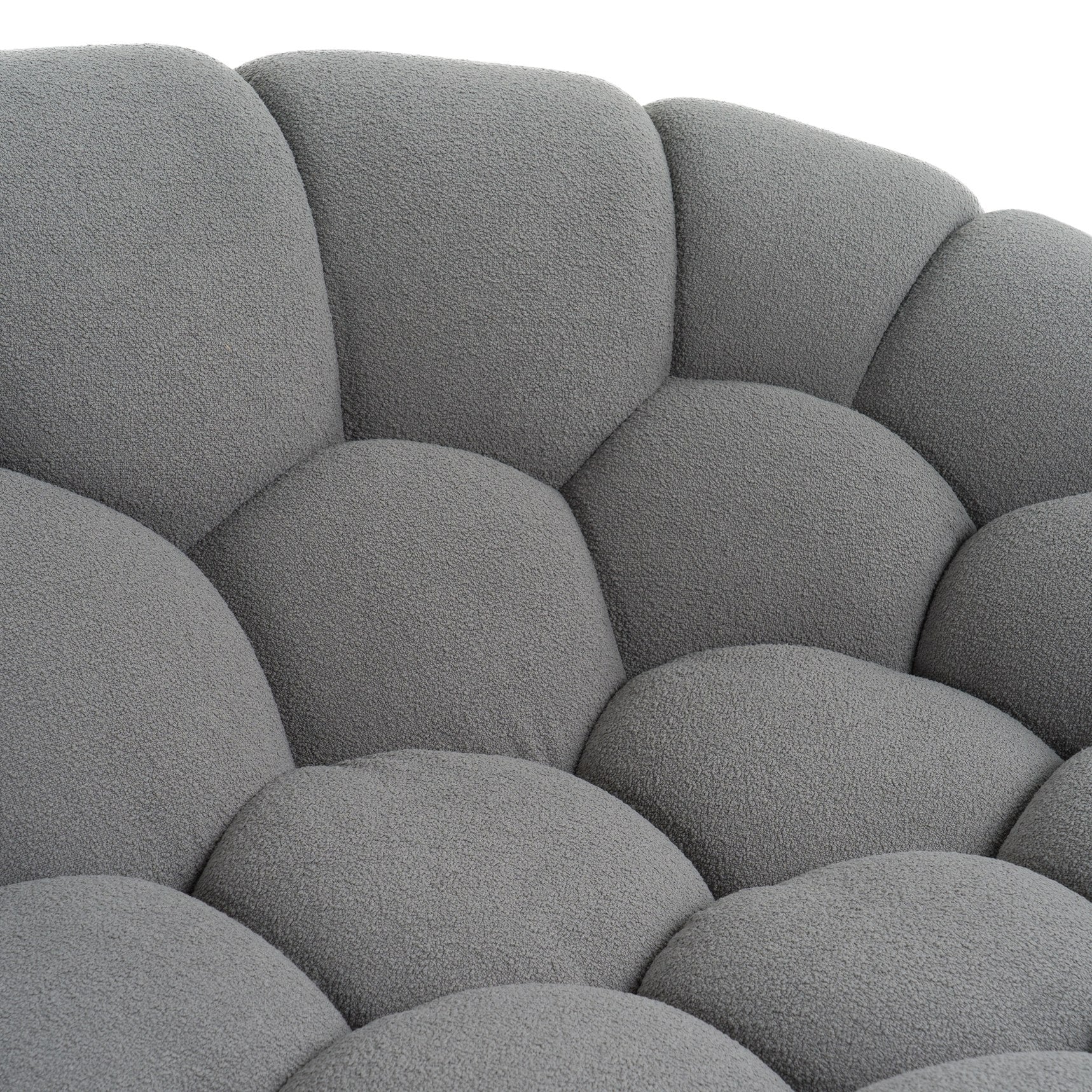 Yolonda - Modern Curved Light Grey Fabric Sofa Set - image 3