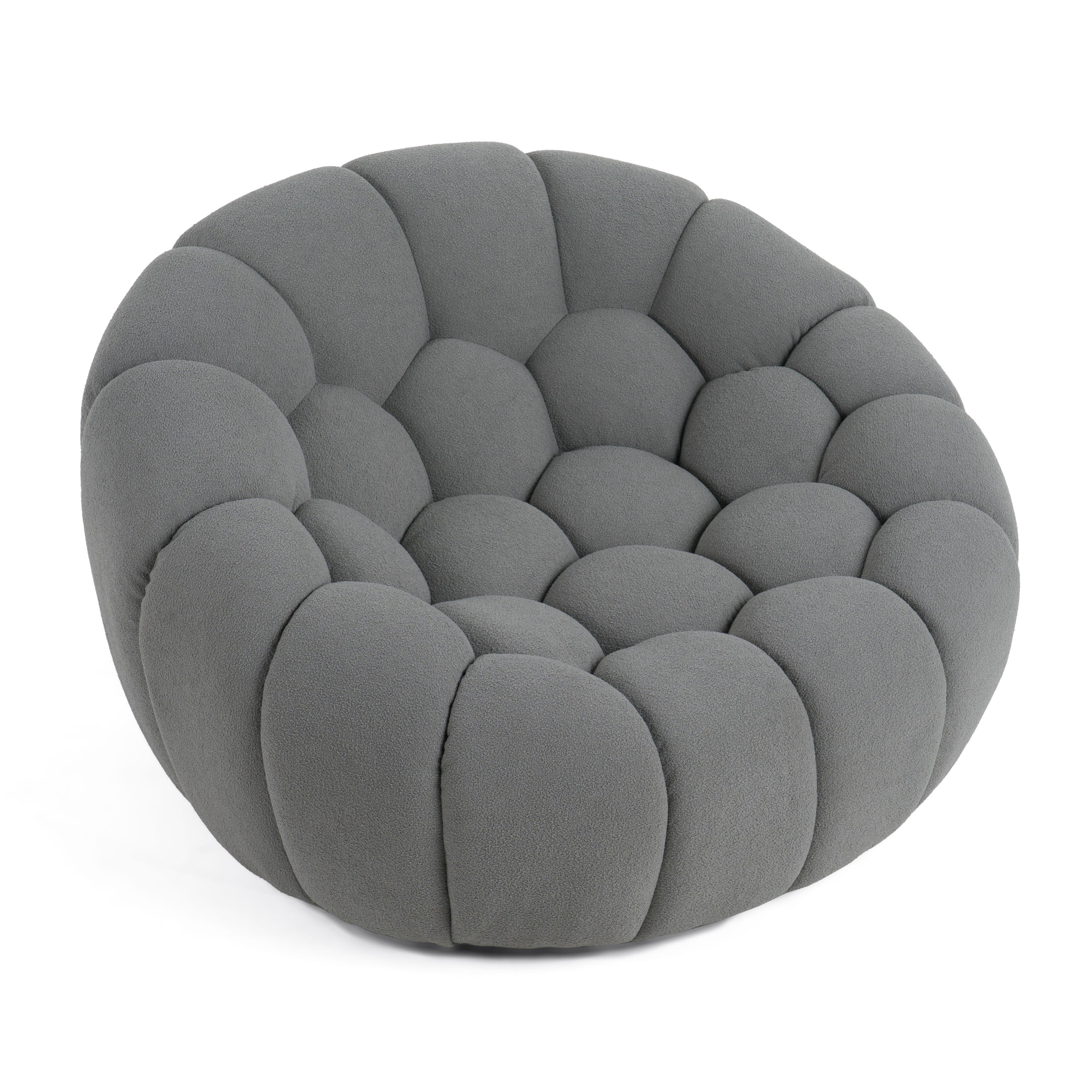 Yolonda - Modern Curved Light Grey Fabric Chair - image 2