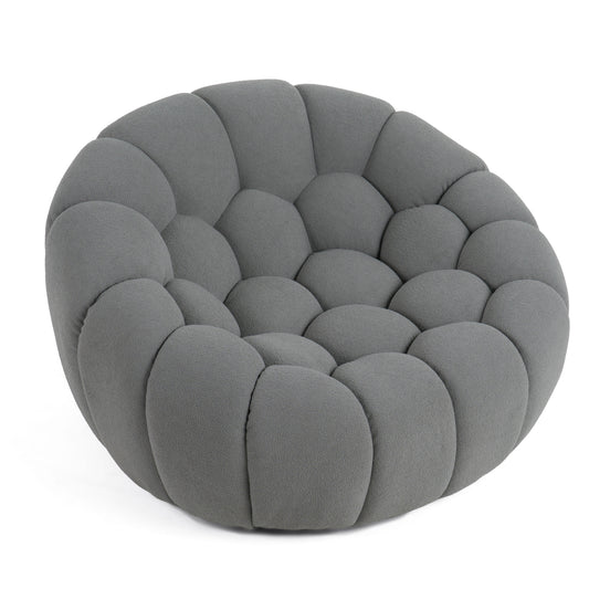 Yolonda - Modern Curved Light Grey Fabric Chair - image 2