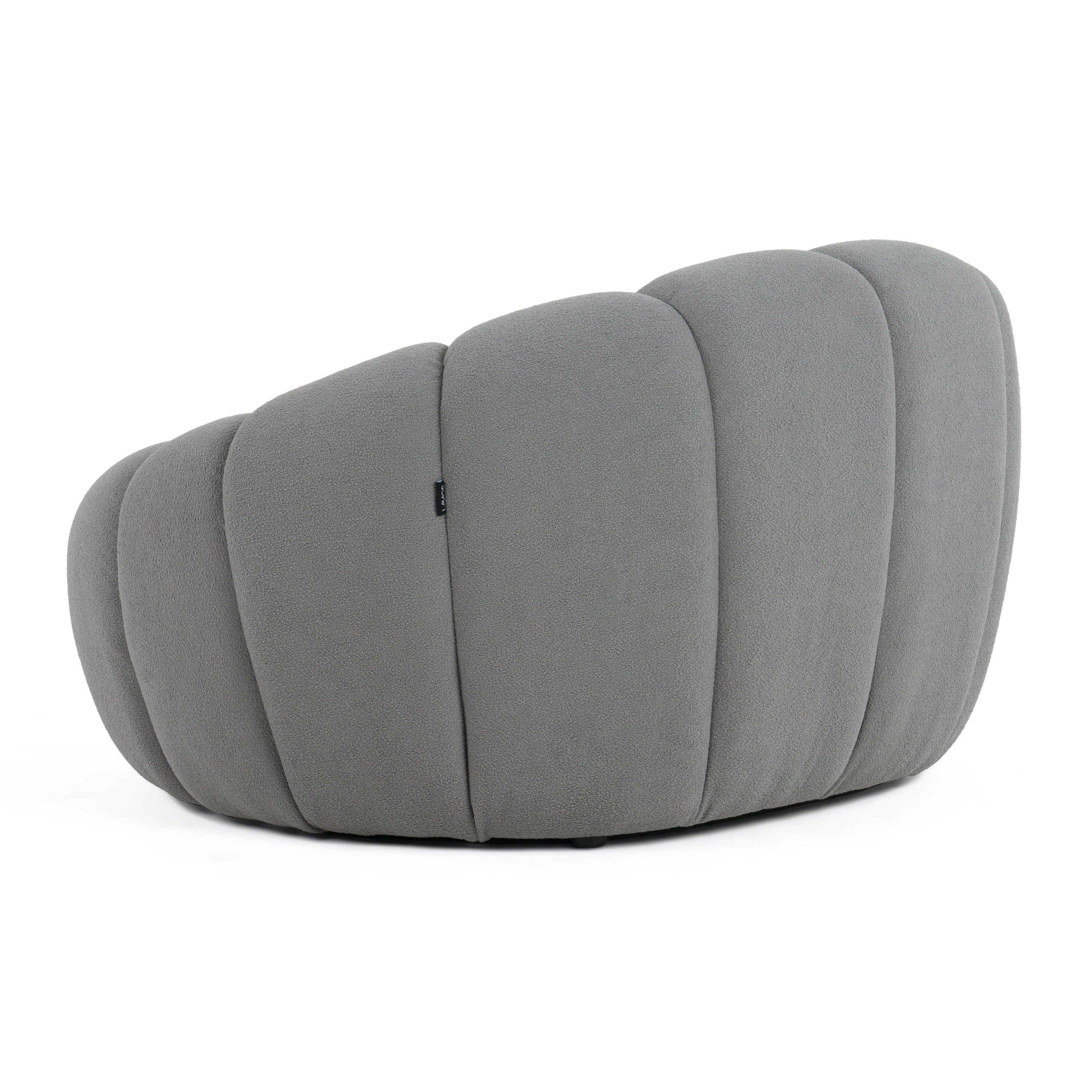 Yolonda - Modern Curved Light Grey Fabric Chair - image 5
