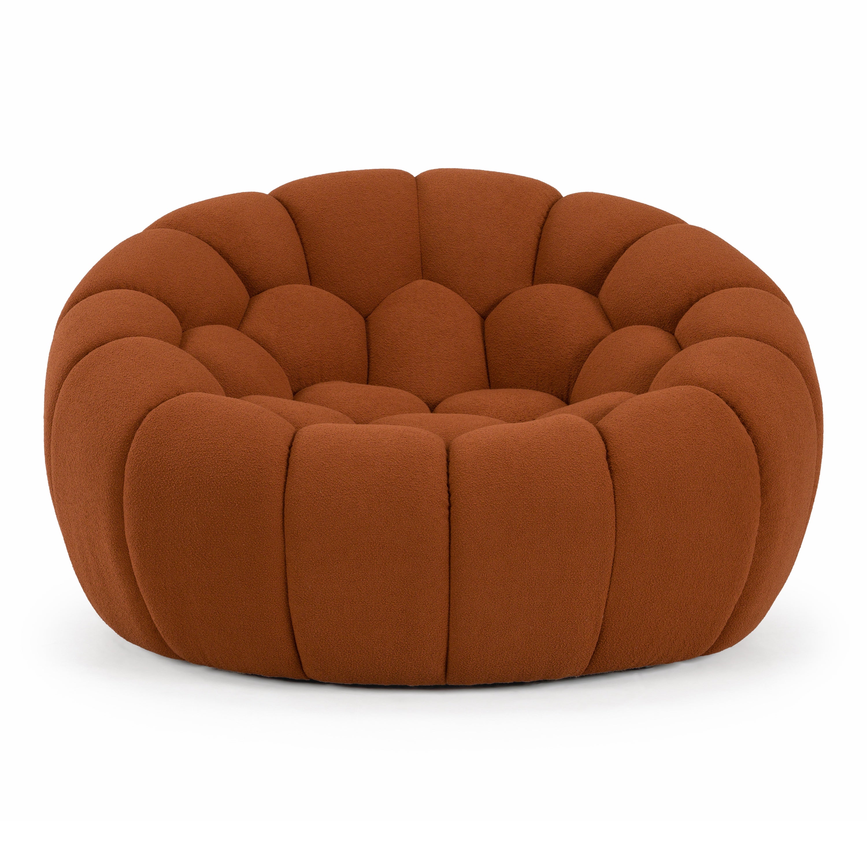 Yolonda - Modern Curved Orange Fabric Chair - image 3