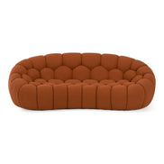 Yolonda - Modern Curved Orange Fabric Loveseat - image 3