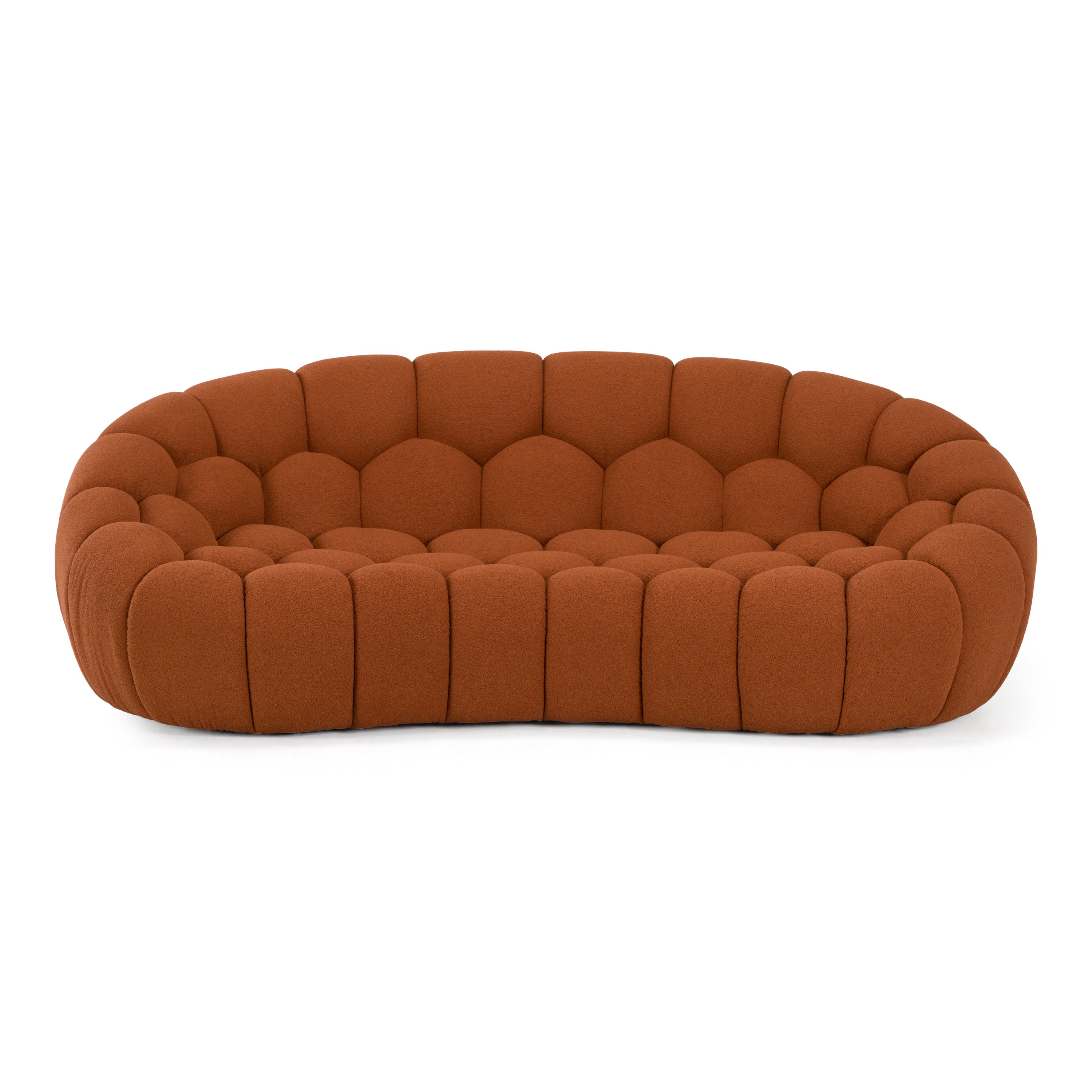Yolonda - Modern Curved Orange Fabric Loveseat - image 3