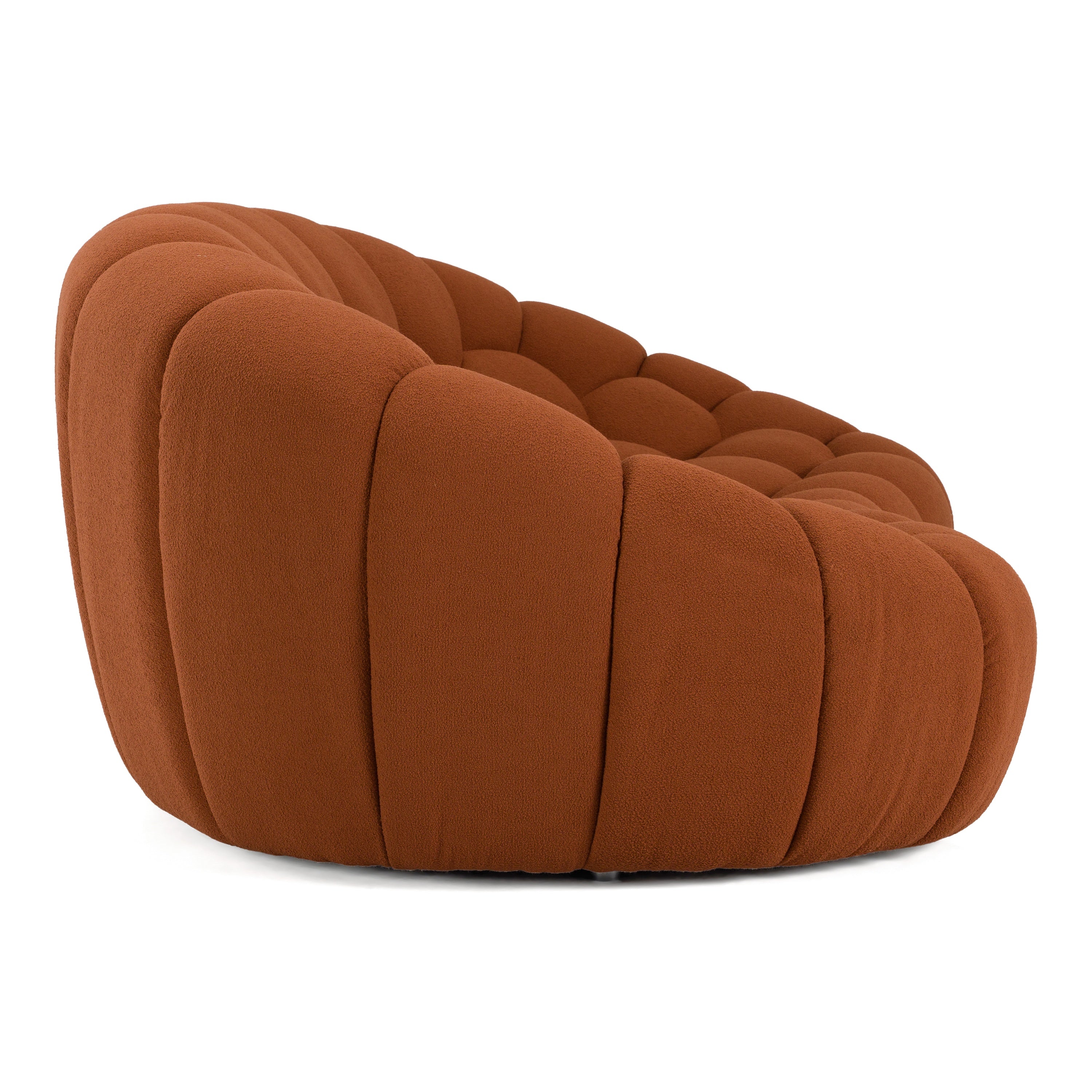 Yolonda - Modern Curved Orange Fabric Loveseat - image 5