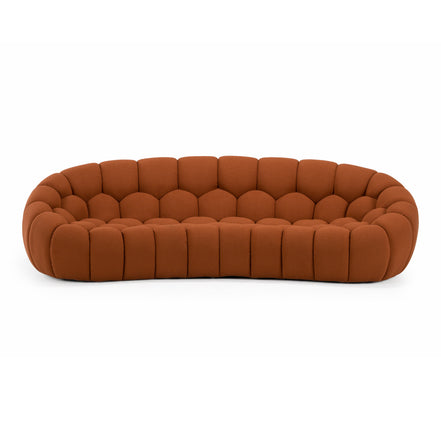 Yolonda - Modern Curved Orange Fabric Sofa - image 3
