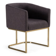 Yukon Modern Grey Fabric & Antique Brass Dining Chair - image 3