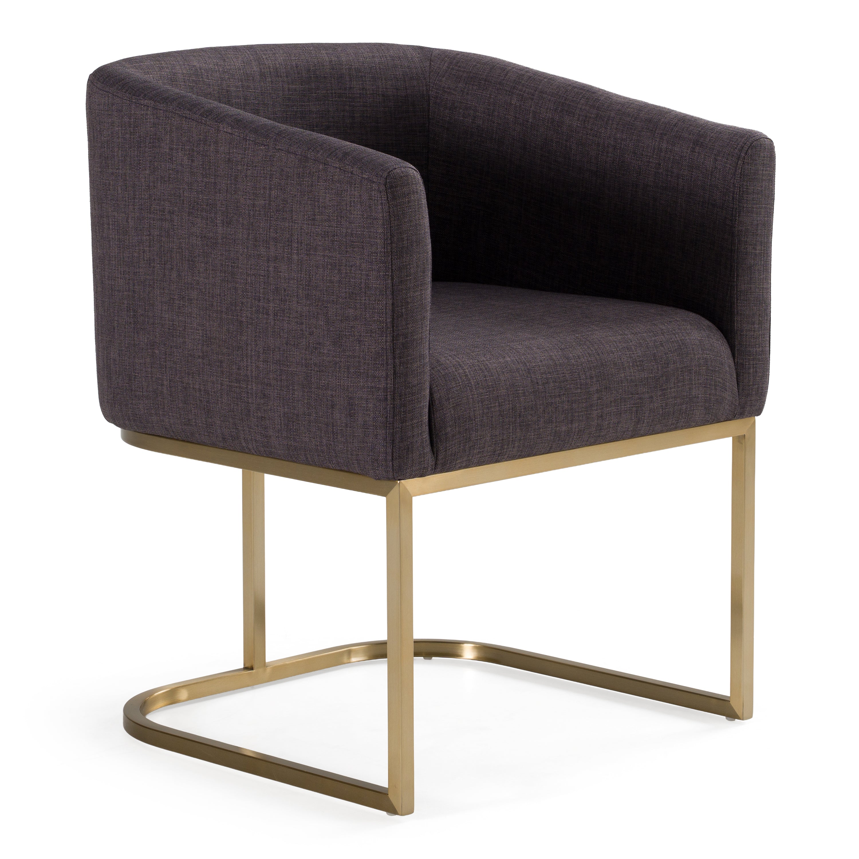 Yukon Modern Grey Fabric & Antique Brass Dining Chair - image 3