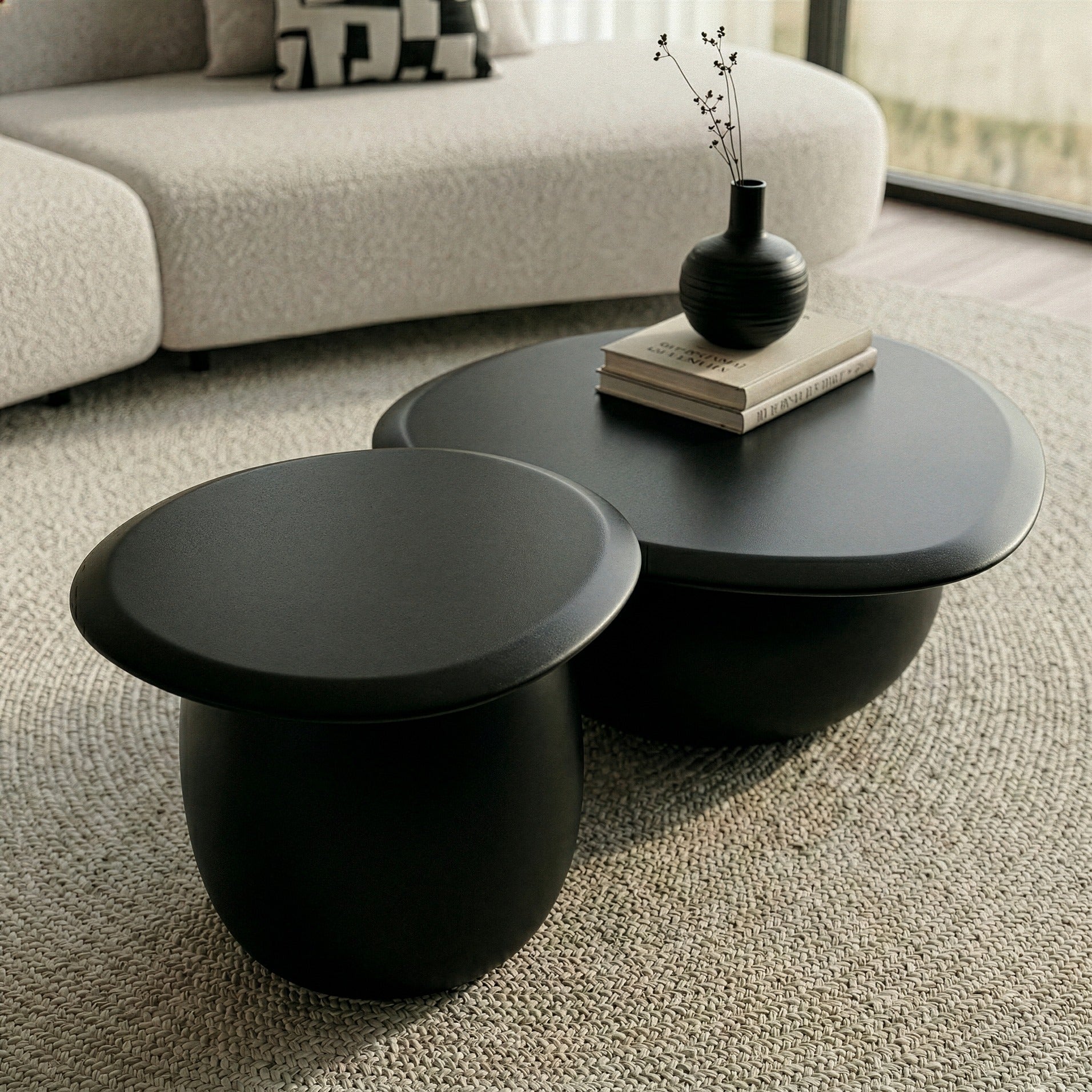Kalvin - Modern Black Concrete Nesting Coffee Table Set - image 5