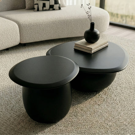 Kalvin - Modern Black Concrete Nesting Coffee Table Set - image 5