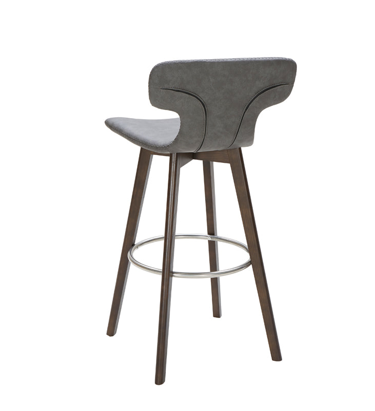 Zach Mid-Century Dark Grey Eco-Leather Bar Stool - image 2