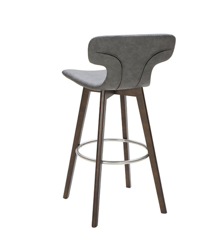 Zach Mid-Century Dark Grey Eco-Leather Bar Stool - image 2