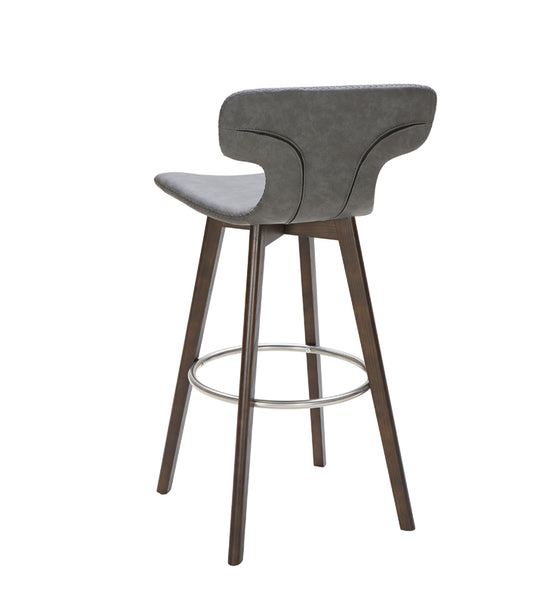 Zach Mid-Century Dark Grey Eco-Leather Bar Stool - image 2