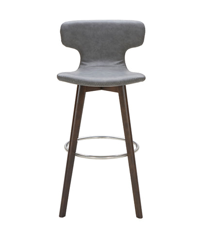 Zach Mid-Century Dark Grey Eco-Leather Bar Stool