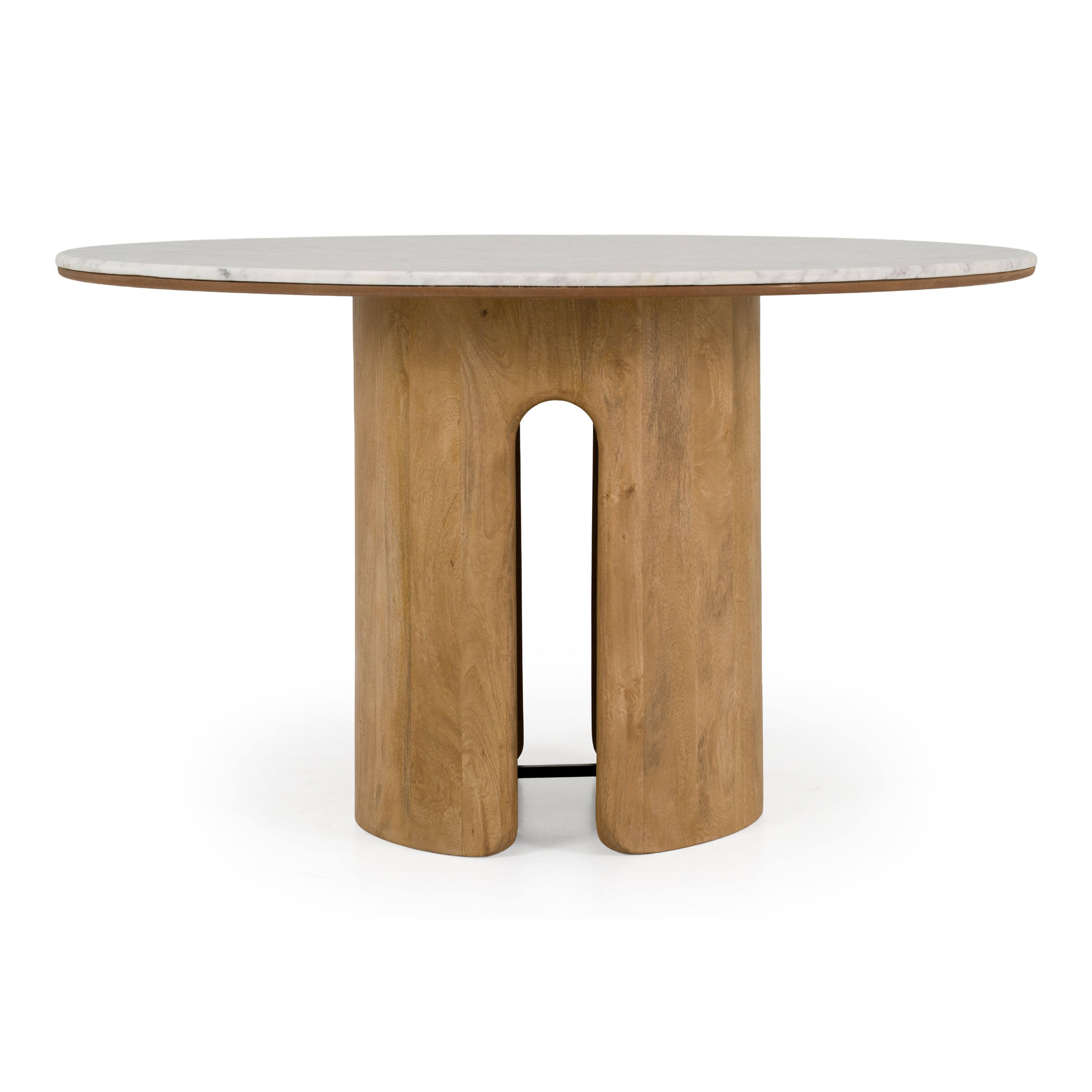 Zorhan - Modern White Marble + Mango Round Dining Table - image 3