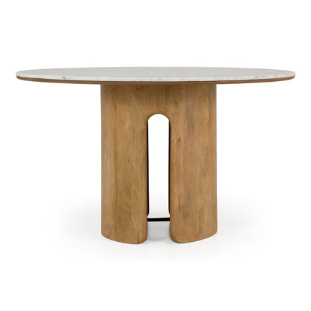 Zorhan - Modern White Marble + Mango Round Dining Table - image 3