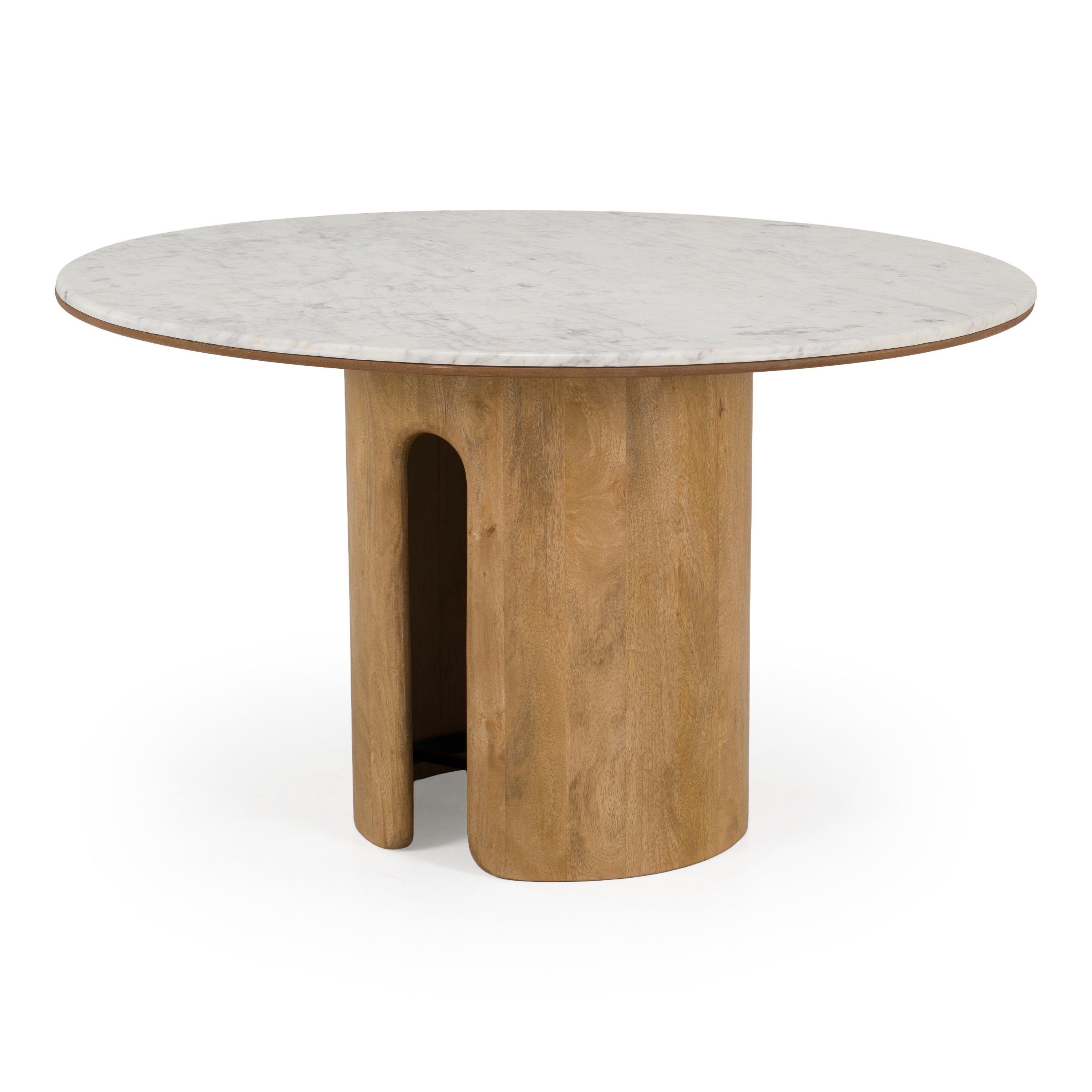 Zorhan - Modern White Marble + Mango Round Dining Table - image 4