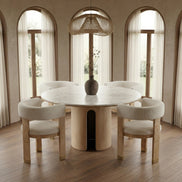 Zorhan - Modern White Marble + Mango Round Dining Table - image 2