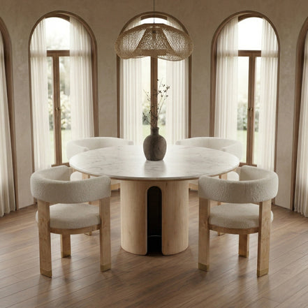 Zorhan - Modern White Marble + Mango Round Dining Table - image 2