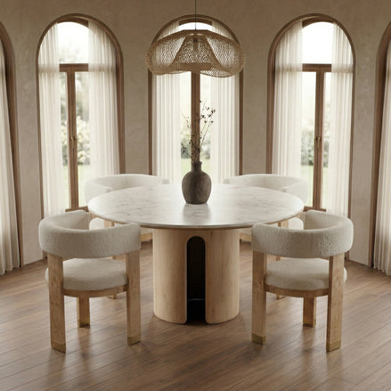 Zorhan - Modern White Marble + Mango Round Dining Table - image 2